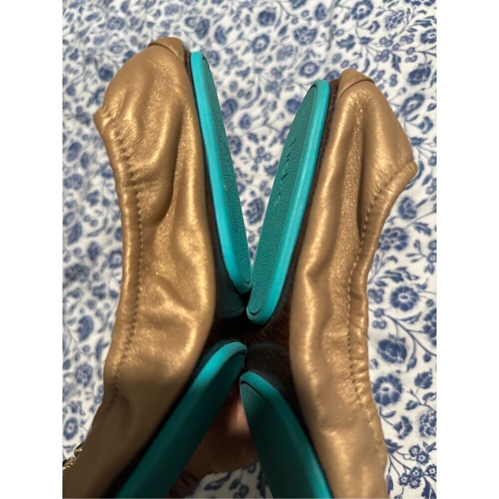 Tieks Champagne limited Edition Gold ballet flats elastic trim 8 - Picture 10 of 14